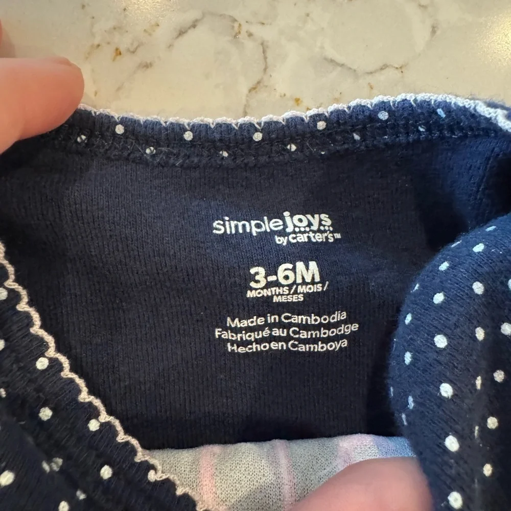 3-6M Carter’s - Blue Polka Dot Baby Outfit - Picture 4 of 9
